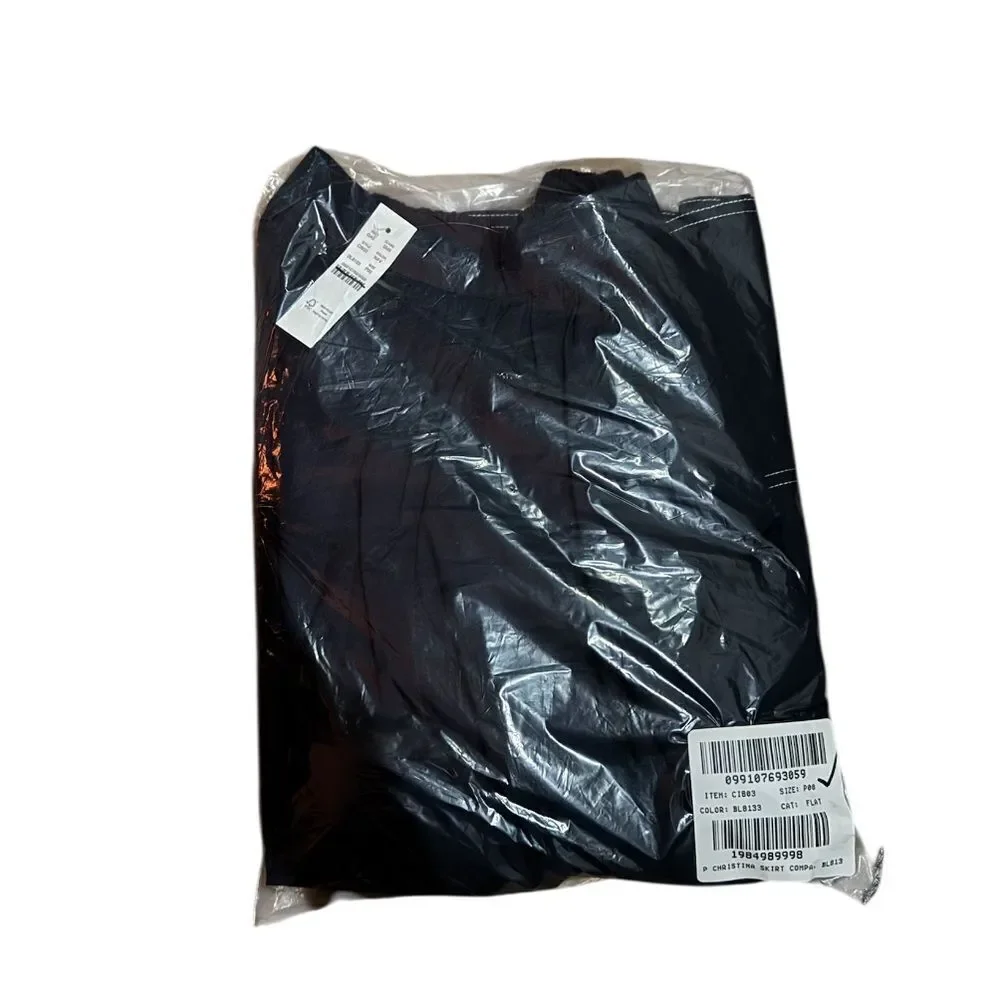 NWT J CREW Contrast-stitch midi skirt in cotton poplin in dark navy